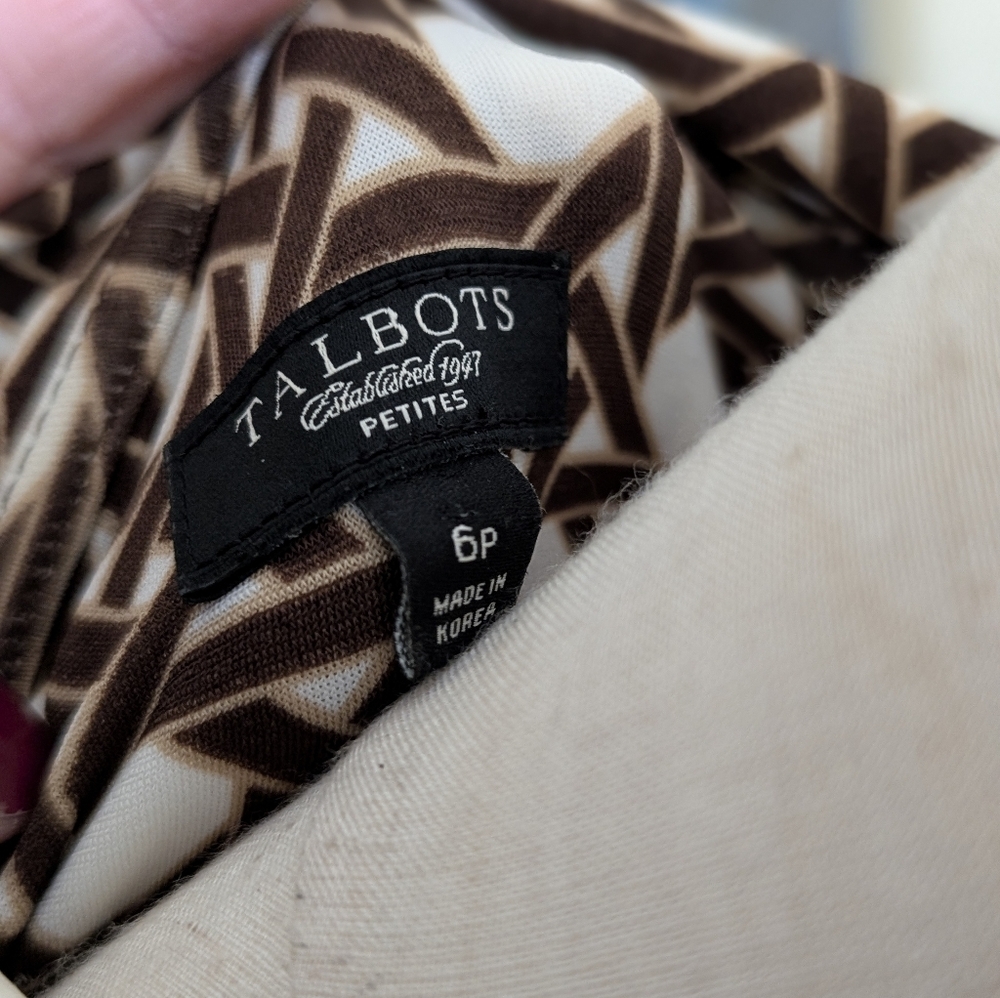 Talbots Petites Geometric Lattice Faux Wrap Dress - Size 6P - Picture 9 of 11